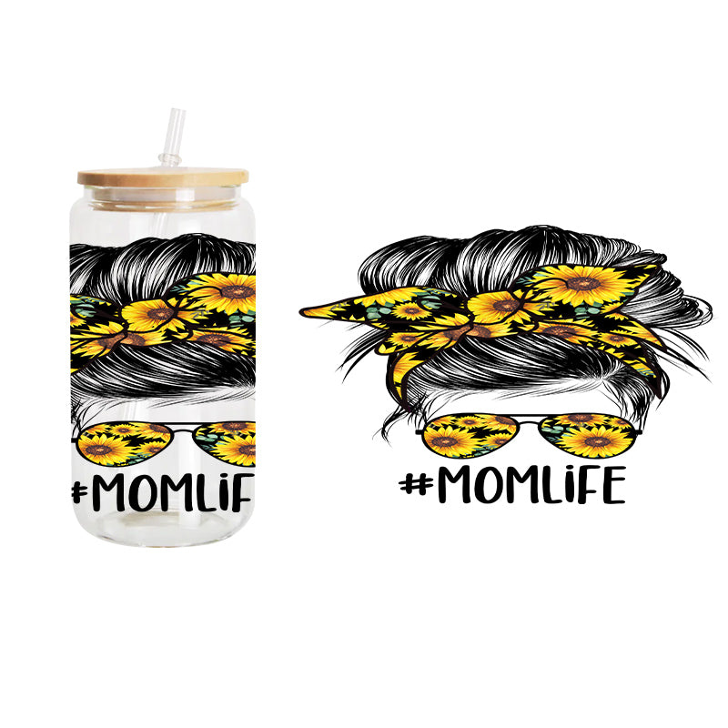 Mom Life Sunflower Lady / UV DTF Transfer 6” Width 4”Height (EE-18)