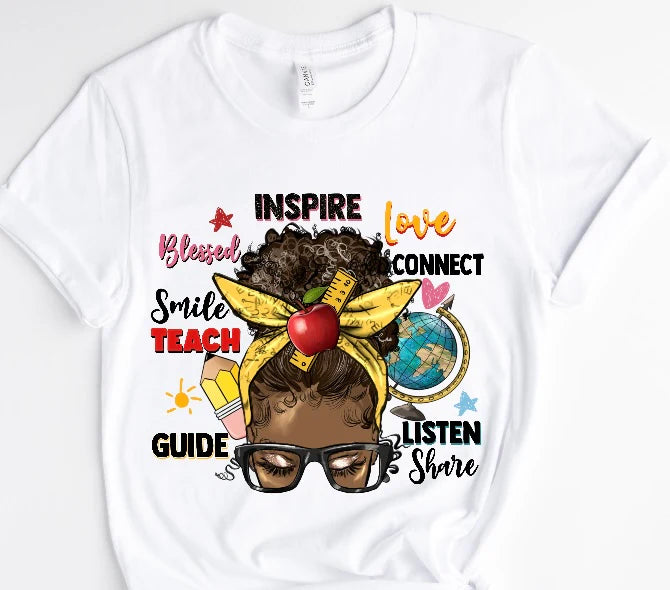 Inspire Teacher Melanin / 10” Width DTF Transfer