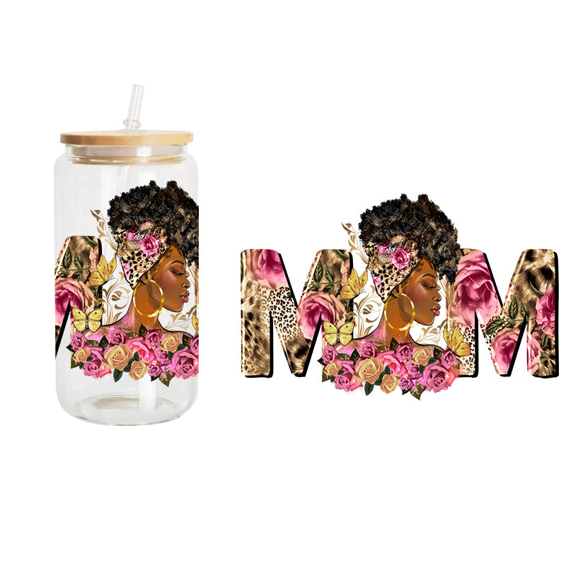 Mom Pink Flowers / UV DTF Transfer 6” Width 4” Height (EE-14)