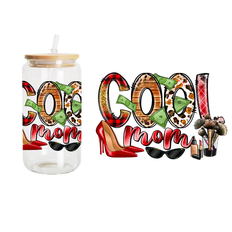 Cool Mom Red / UV DTF Transfer 6” Width 4” Height (EE-7)