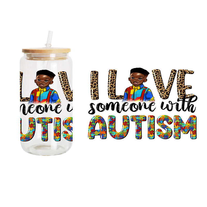 I Love Autism Boy / UV DTF Transfer 6” Width 4” Height (DD-2)