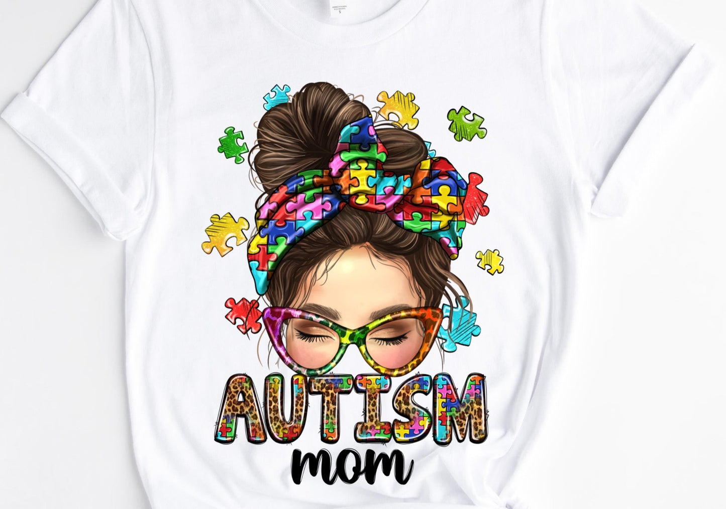 Autism Mom Bun / 10” Width DTF Transfer (D-7)