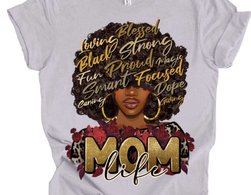 Afro Mom Life / 10” Width DTF Transfer (E-9)