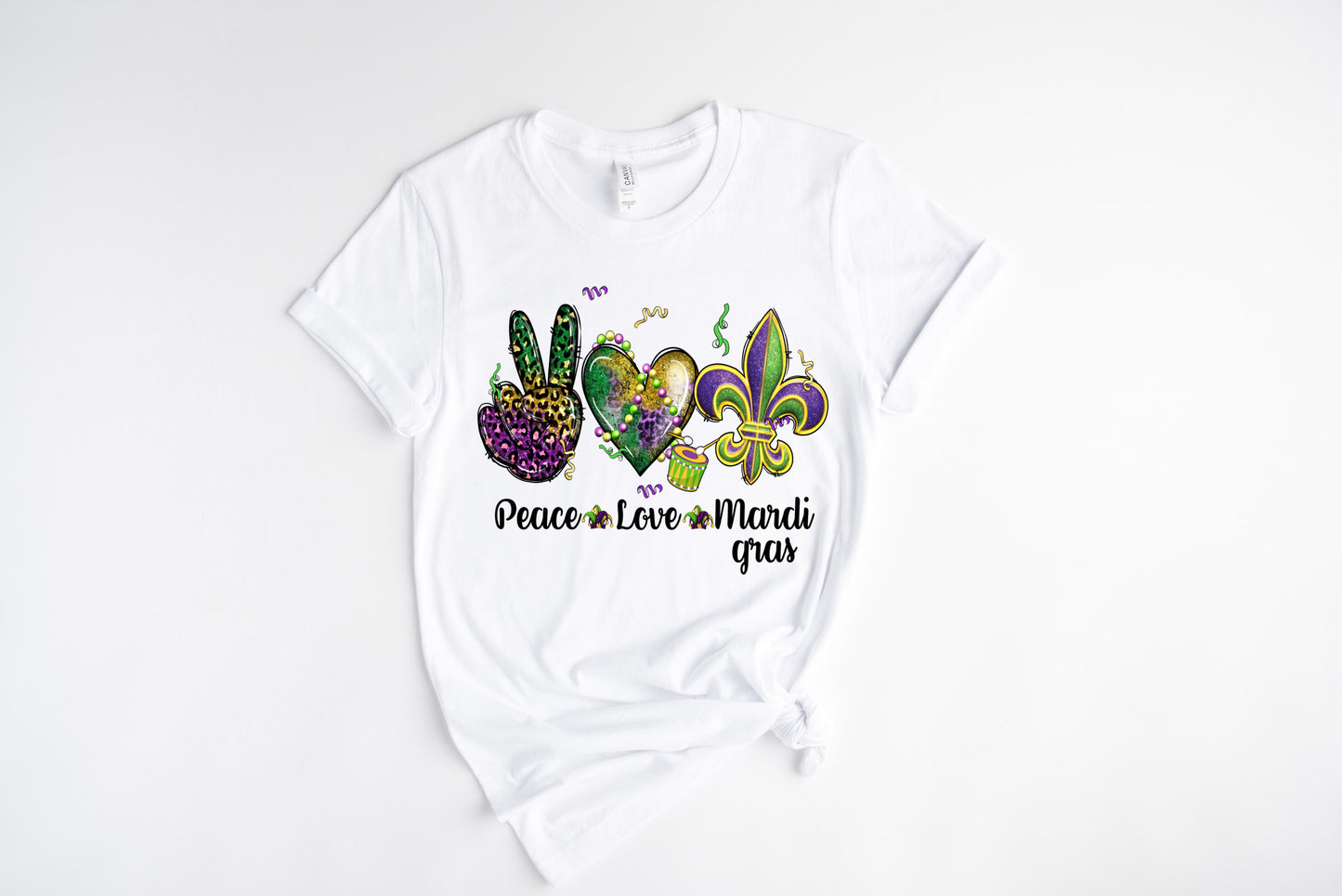 Peace Love Mardi / DTF Transfer 10” Width (C-18)