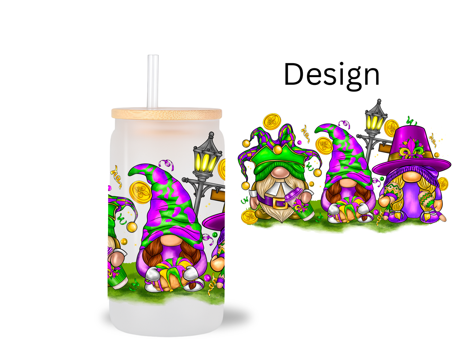 Mardi Gnomes / UV DTF Transfer 6” Width 4” Height (CC-14)