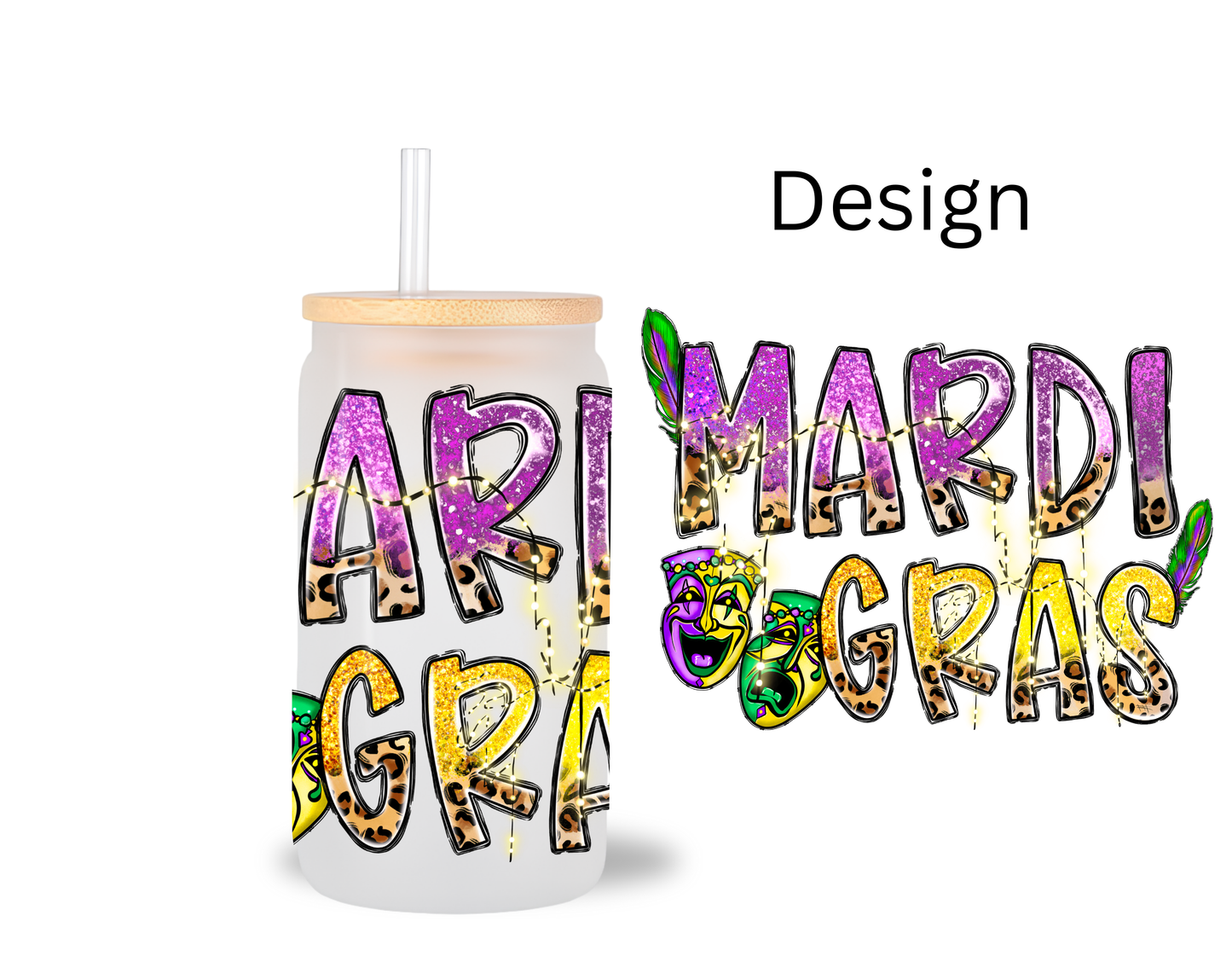 Mardi Gras Feathers / UV DTF Transfer 6” Width 4” Height (CC-13)