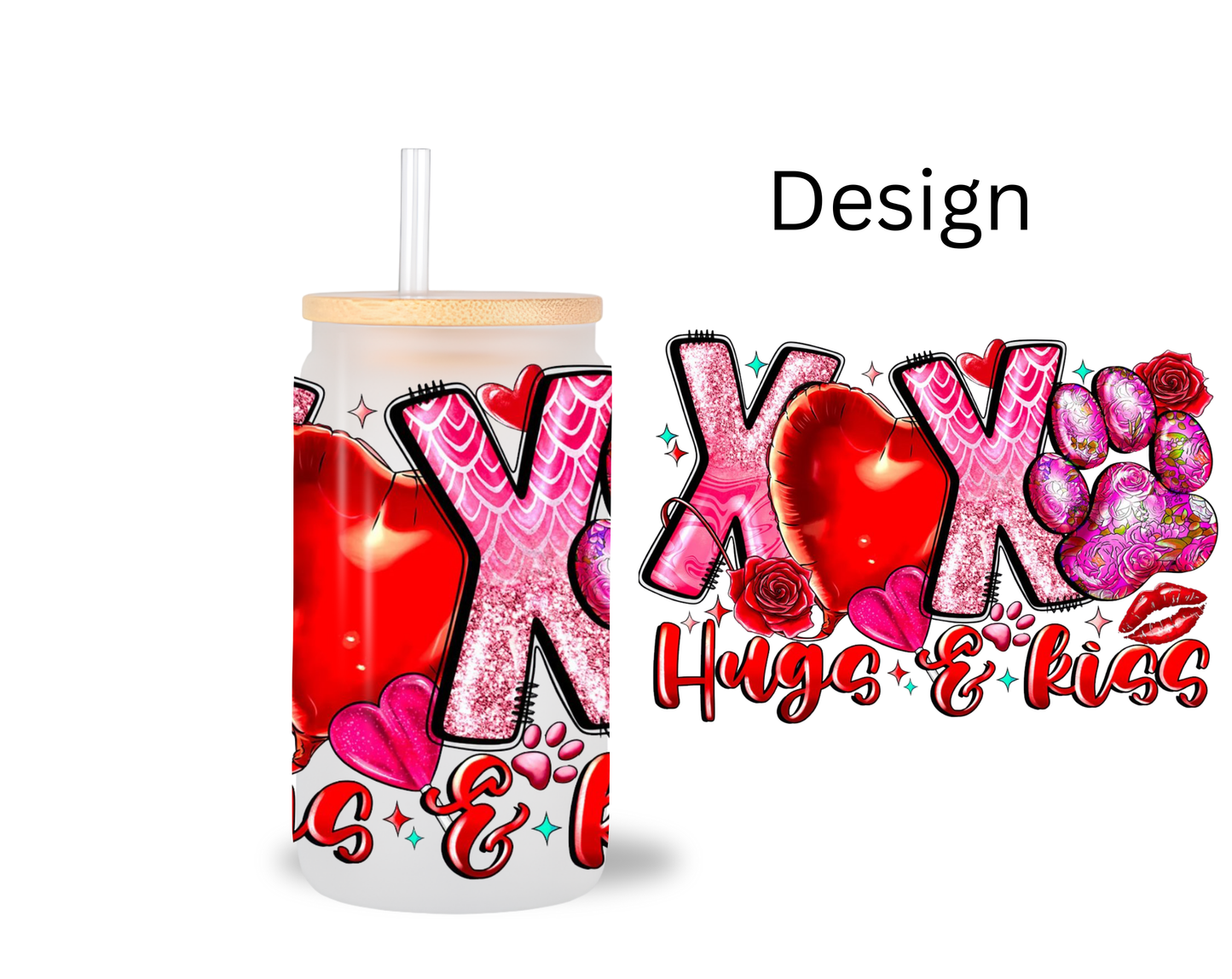 Hugs And Kisses / UV DTF Transfer 6” Width 4” Height (AA-4)