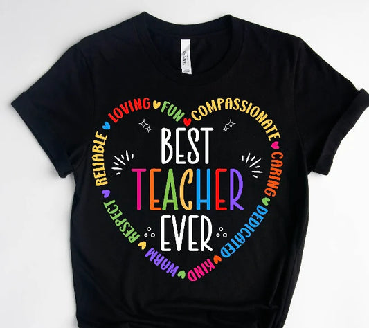 Best Teacher Heart / 10” Width DTF Transfer