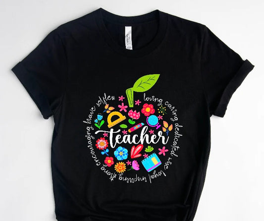 Apple Leaf Teacher / 10” Width DTF Transfer