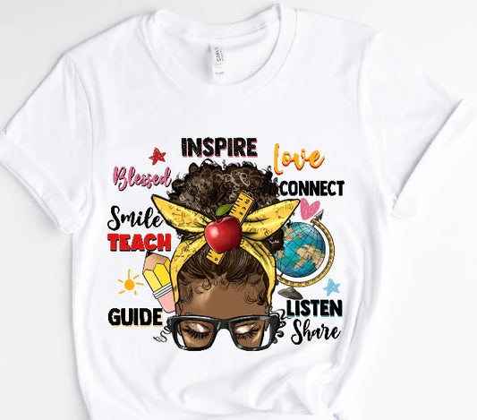 Inspire Teacher Melanin / 10” Width DTF Transfer