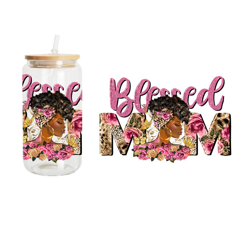 Blessed Mom Pink / UV DTF Transfer 6” Width 4” Height (EE-12)