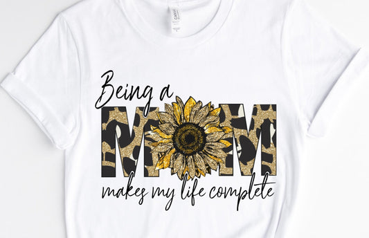 Being A Mom Sunflower / 10” Width DTF Transfer (E-11)