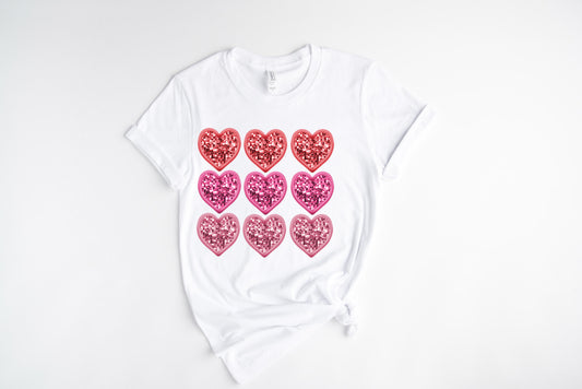 Triple Hearts / DTF Transfer 10” Width (A-47)